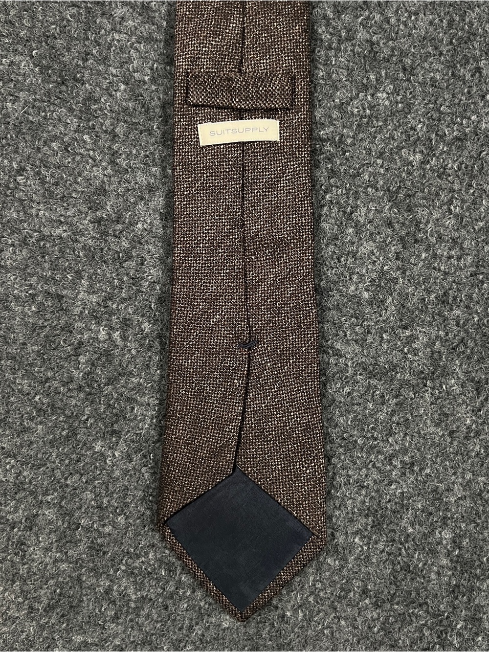 SUITSUPPLY Speckled Brown Neck Tie Silk Linen Blend 60.5” x 3.2”